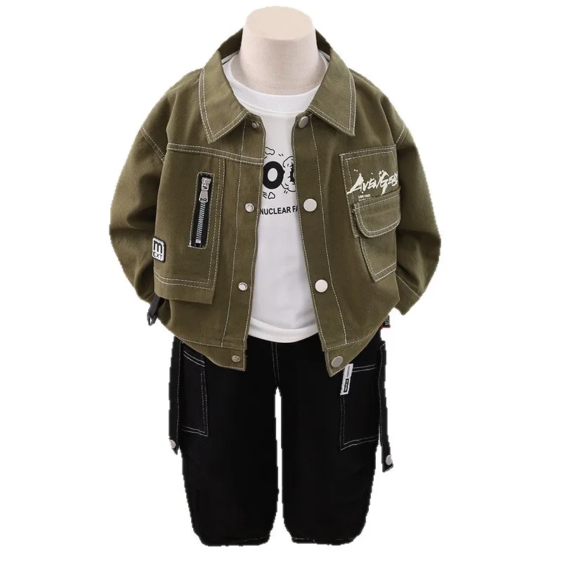 

Новая осенняя одежда для маленьких мальчиков, детская куртка, футболка, брюки, 3 шт./компл., одежда для маленьких девочек, повседневный костюм для младенцев, детские спортивные костюмы