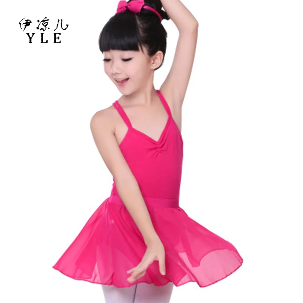 الوافدين الجدد الأطفال فستان رقص القطن الخالص فستان الباليه الجمباز ممارسة الباليه الرقص تنورة شيفون مجموعة قابلة للفتح المنشعب #2