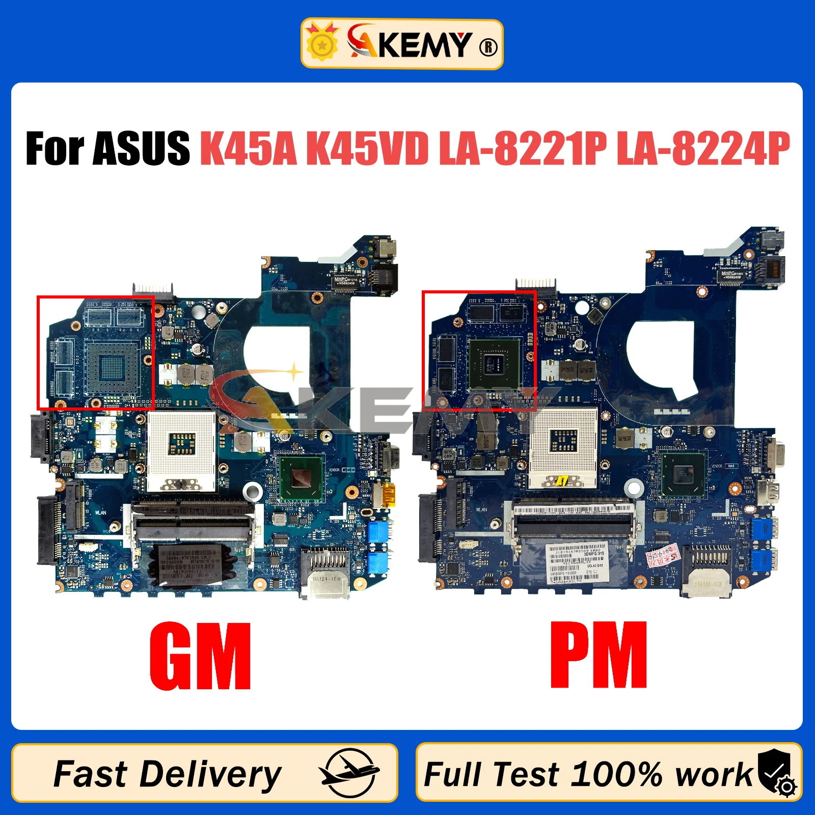 

LA-8221P LA-8224P GT610M GPU Mainboard For ASUS K45V K45VD A85V A45V K45VJ K45VS K45VM K45A Laptop Motherboard