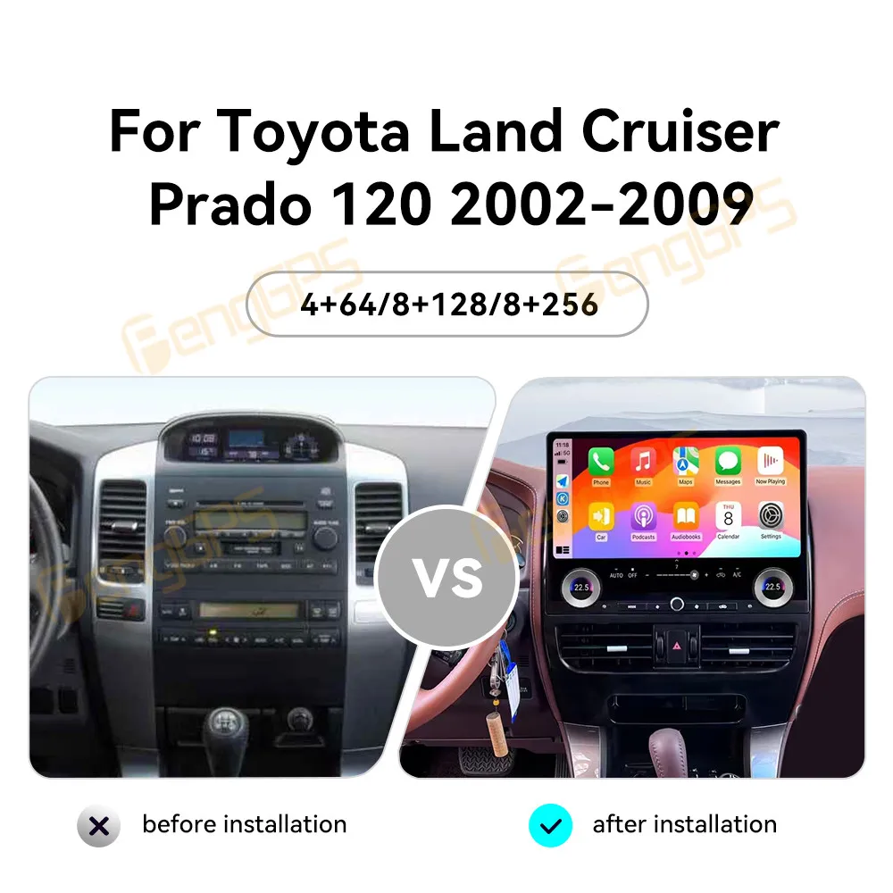 

Для Toyota Land Cruiser Prado 2002-2009 автомобильный радиоприемник Carplay стерео навигация GPS мультимедийный видеоплеер Android 16,8 "головное устройство