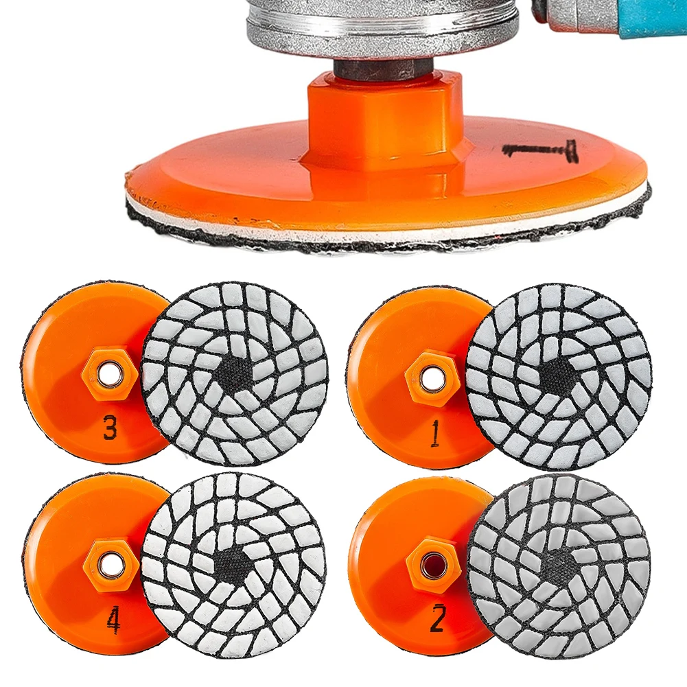 

80mm 4 Steps Dry Polishing Pad Grinding Disc Thickened Integrated For Granite Marble Granite Concrete Abrasive Sanding Disc