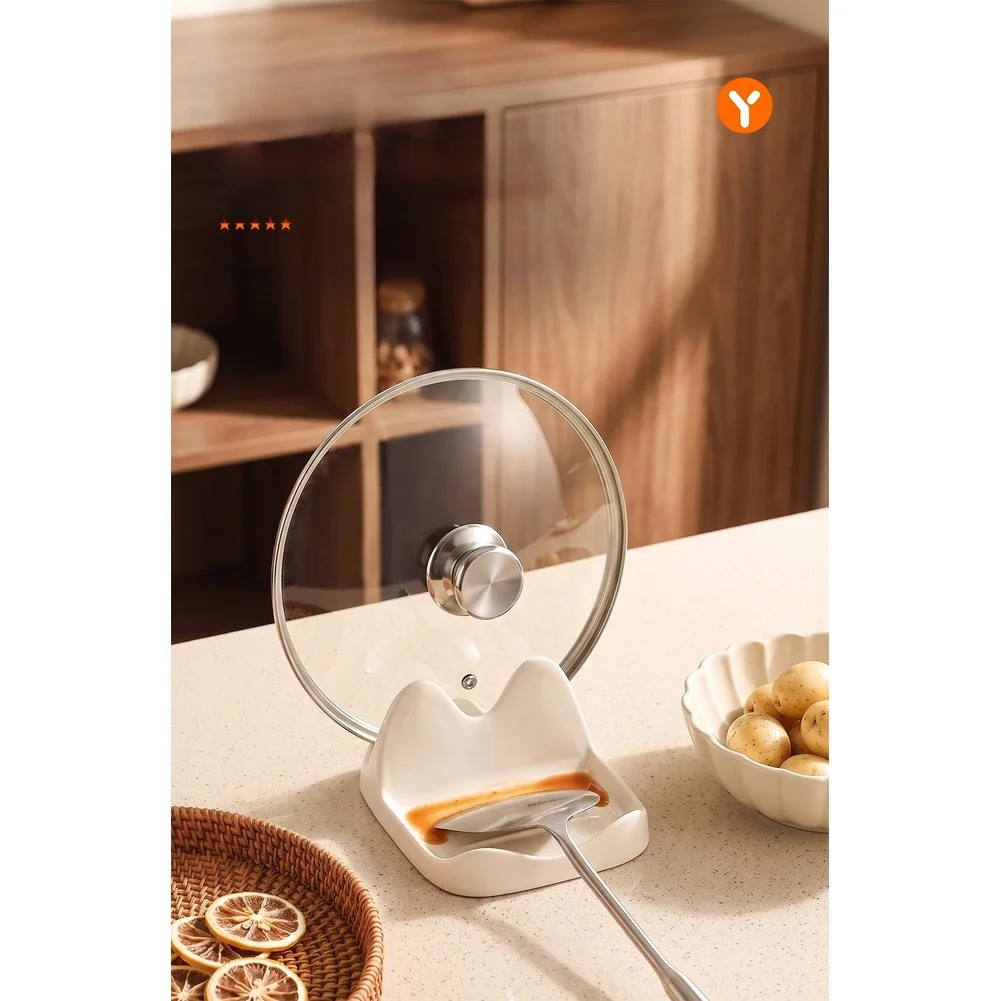 Multifunctional Pan Pot Lid Holder Stand Rack Spoon Rest Pot Lid Spatula Soup Spoon Storage Shelf Kitchen Accessories