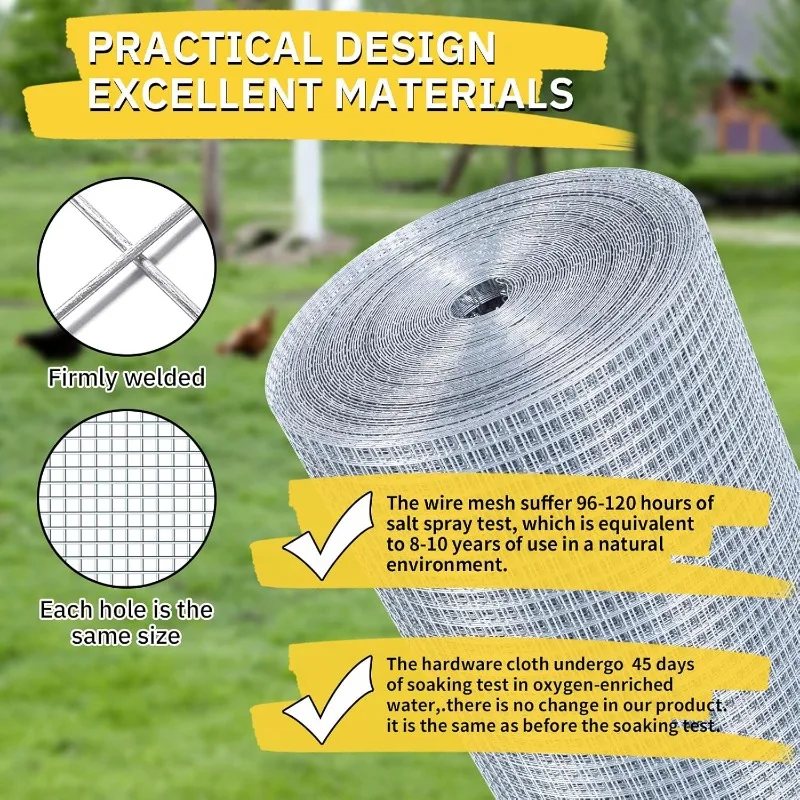 Hardware Cloth,1/2inch 48inx100ft 19 Gauge,Double-Layer Hot-Dip Galvanizing After Welding,Chicken Wire Fence Wire Mesh Fence Pou image 5