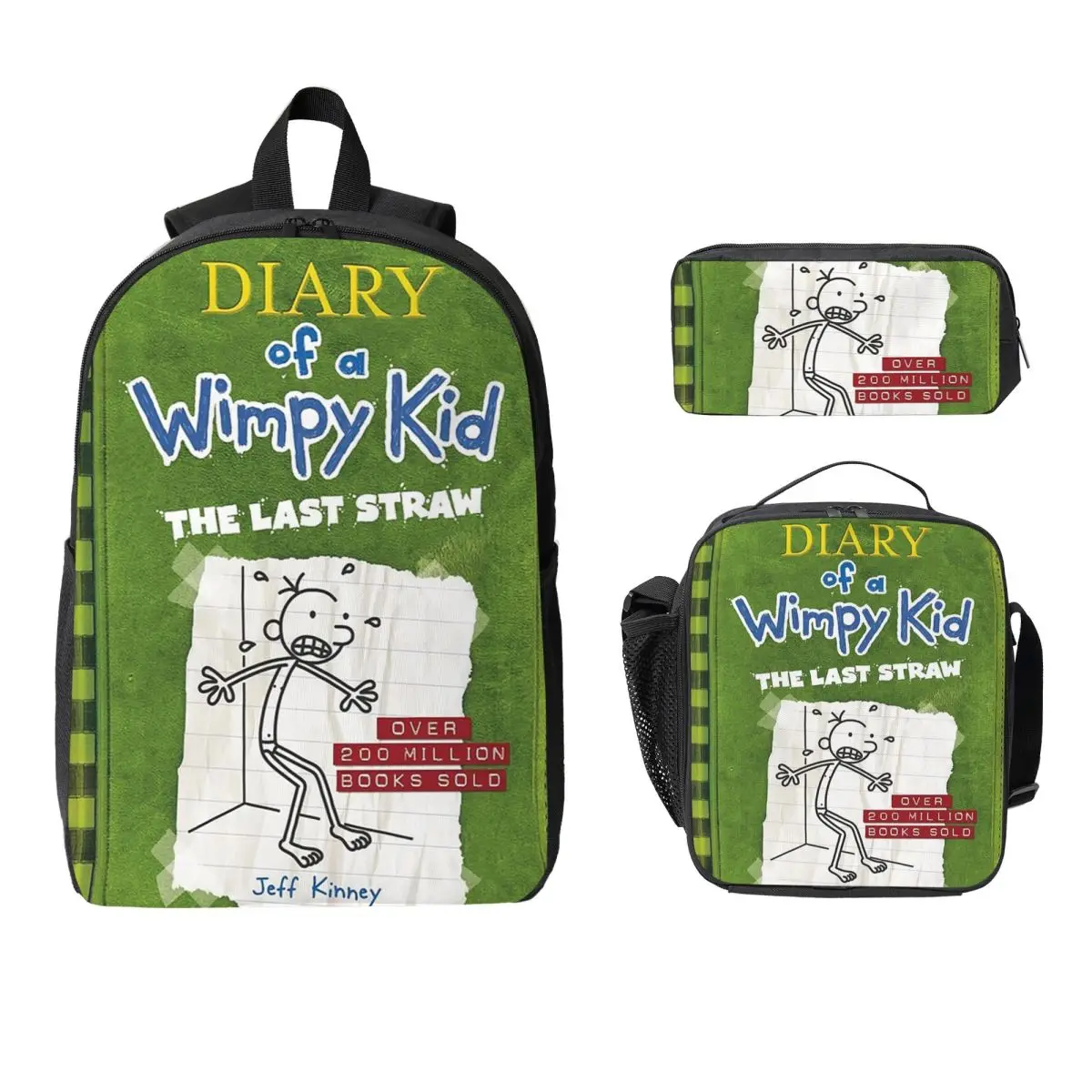 

Diary Of A Wimpy Kid The Last Straw Cover Backpack Boy Girl BookBag School Bag Shoulder Bags 3ps Insulated Lunch Bag Pencil Case
