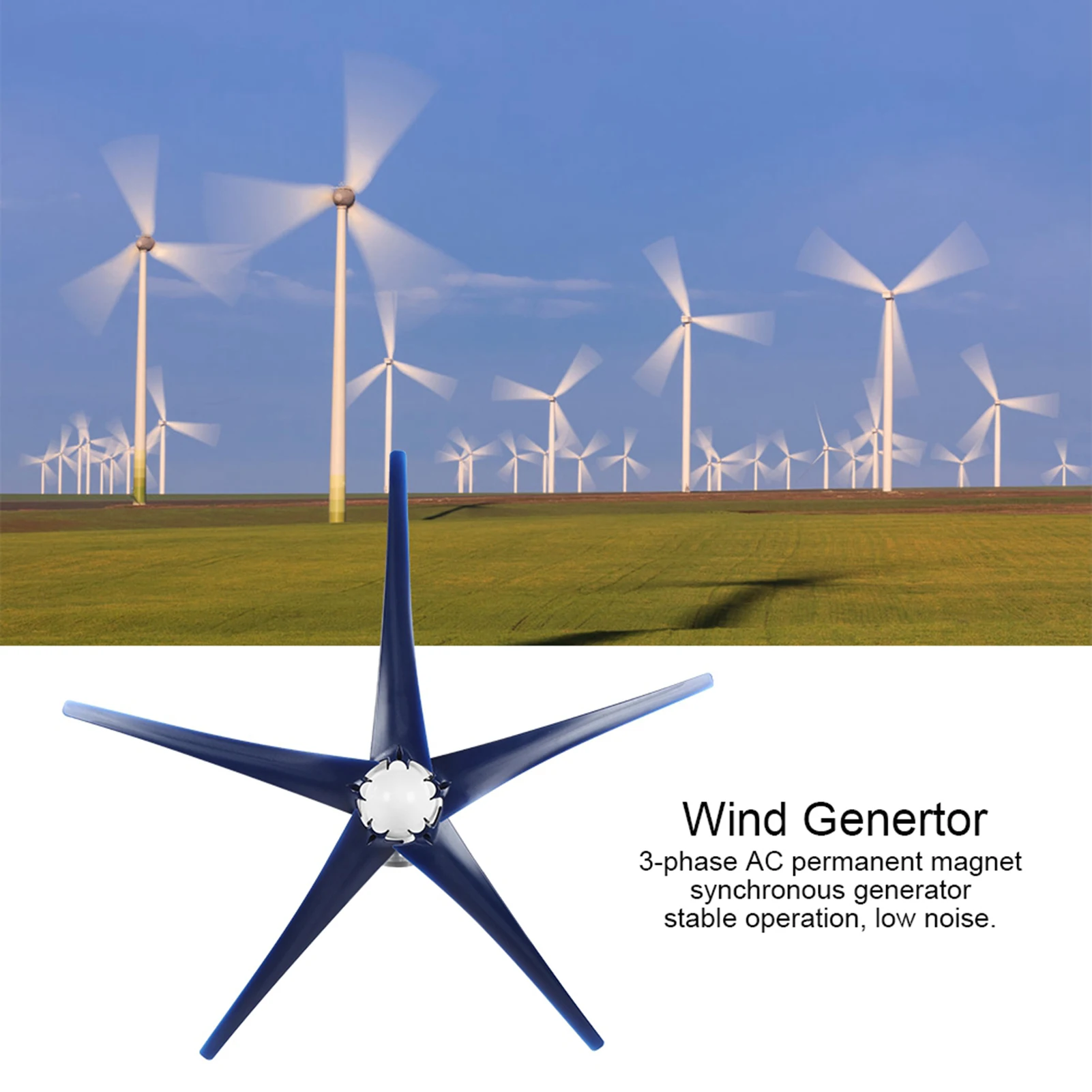 100W Wind Turbines Generator 5 Blades High Efficiency Power Supply for Boats Mobile Homes Wind Turbines 100W Wind Generator