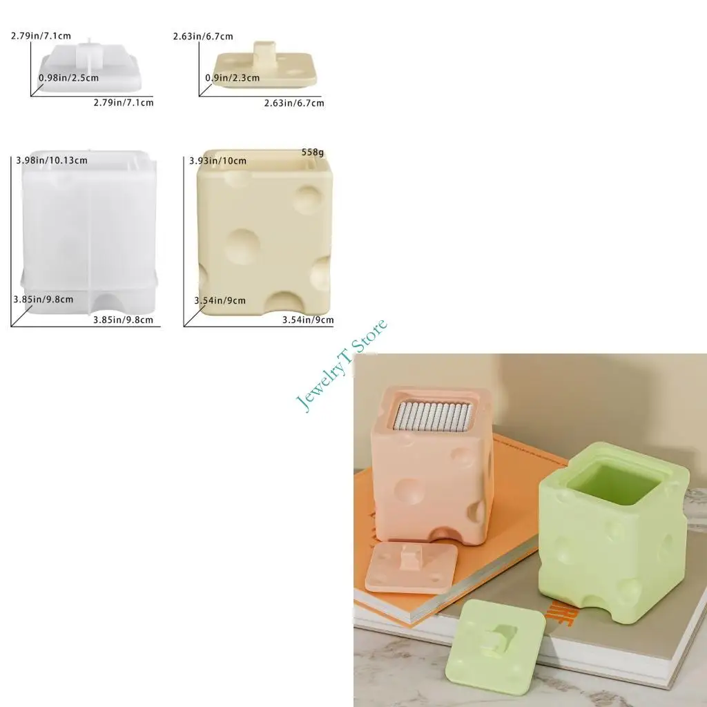 

LX9D Sturdy Silicone Cheese Storage Mold For Resin Art Projects Earring Holder Decorative Box D5767