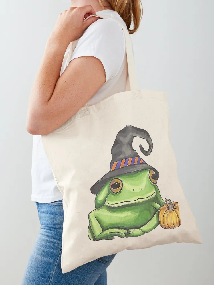 Spooky Frog Tote Bag Canvas bag for women custom fabric bag reusable shopping bags Shopper
