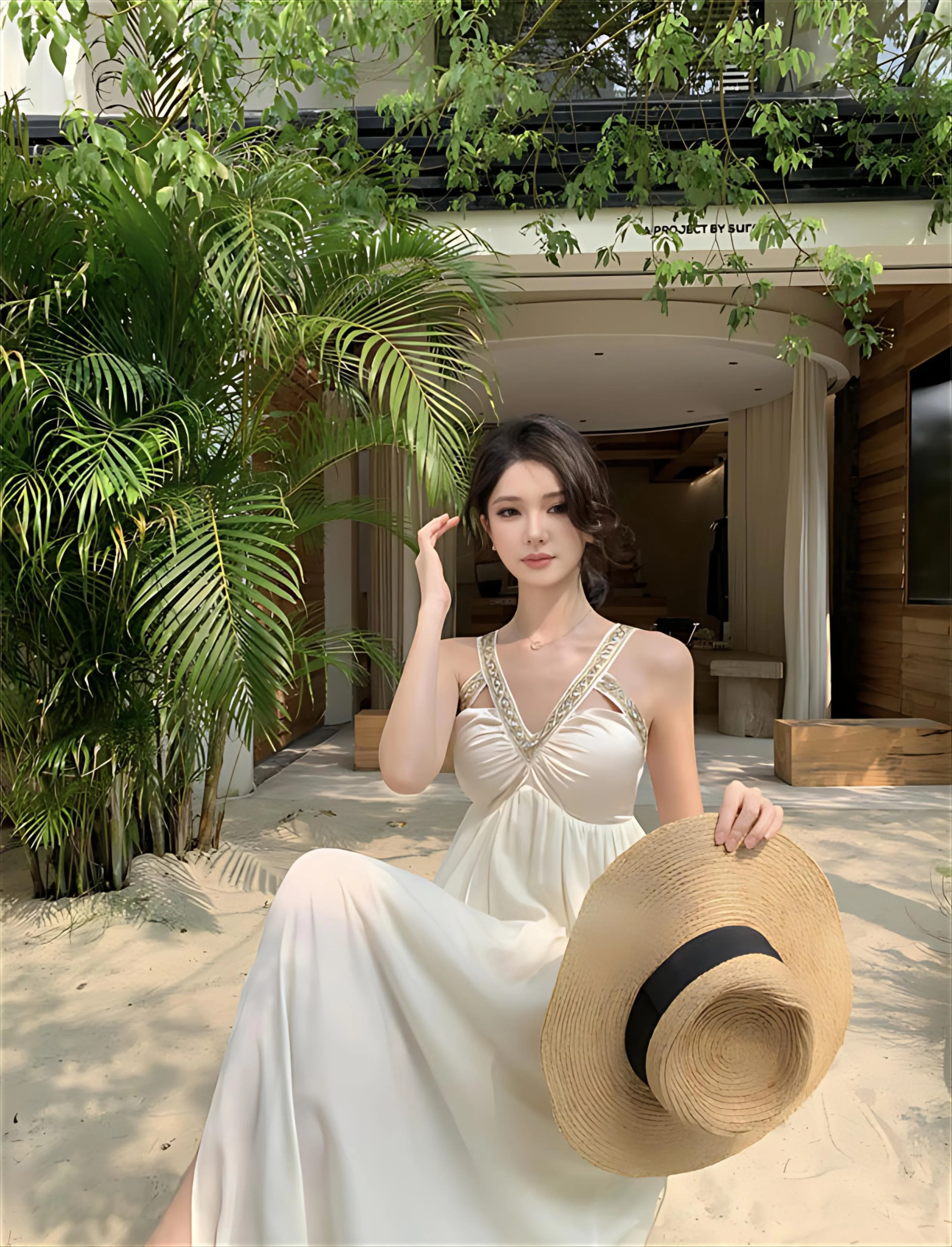 ドレス レディースドレス 原宿 秋 サテン パールトリム付き シャーリング ノースリーブ マーメイドヘム ソワレ フレンチ 絶妙なミニマリストレディ