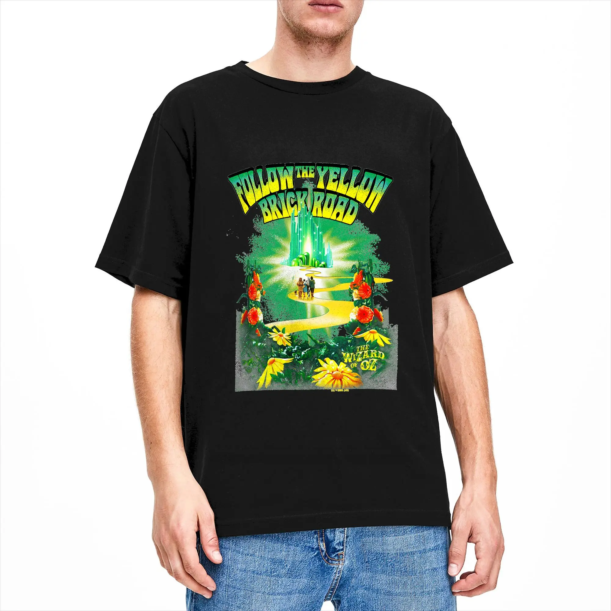 Oversized T-Shirt The Wizard of Oz Follow The Yellow Brick Road Poster 100% Cotton T Shirts  Popular Tshirt  Short Sleeve Tees,