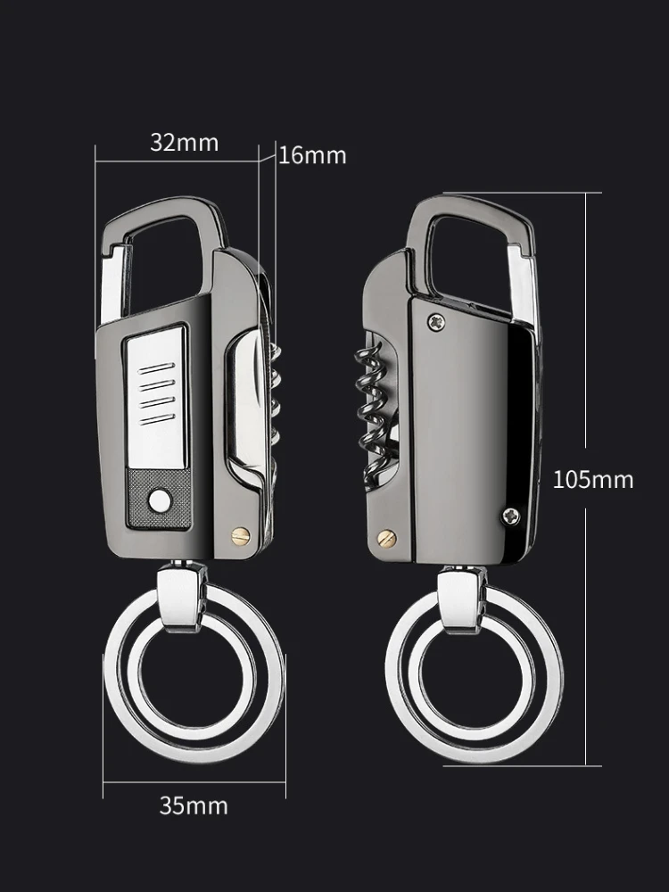 Multifunctional Electric Tungsten Lighter USB Rechargeable Keychain Flashlight Windproof Cigarette Lighter Men\'s Gift