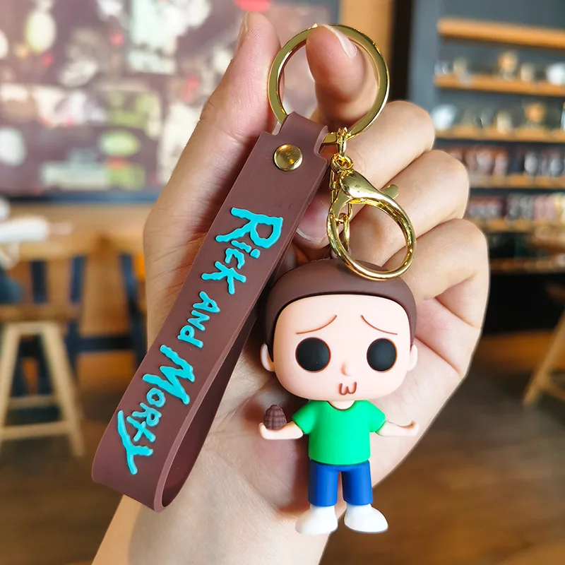 Rick and Morti Dolls Keychains Cartoon Anime Figures Keyrings Fashion Cute Car Bags Pendant Key Holders Kids Birthday Gift 2023