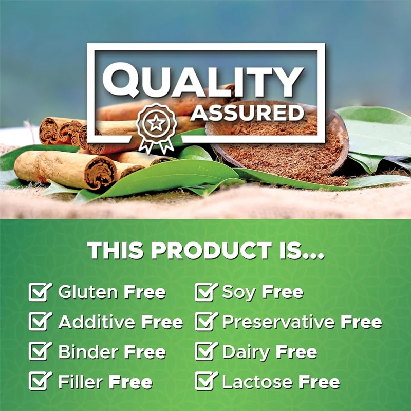 Ceylon Cinnamon Capsules 1800mg - Super Strong, Provides Energy Support, Non GMO, Gluten Free, Sugar Free Supplement