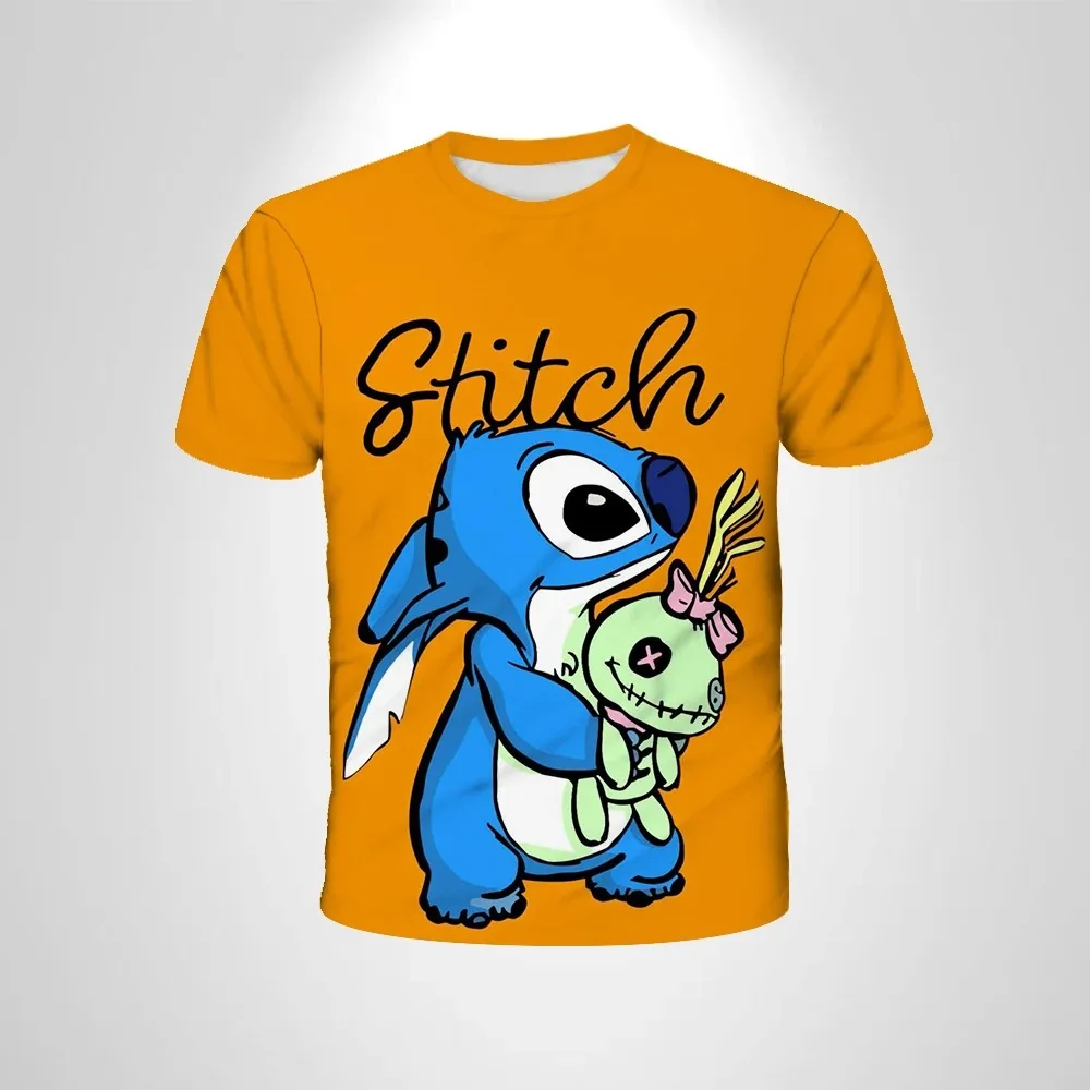 

Summer 3D Printing Disney Anime Stitch Children T-shirts Men's Women's Quick-drying Tees Kid's Daily Comfort Short-sleeved Tops