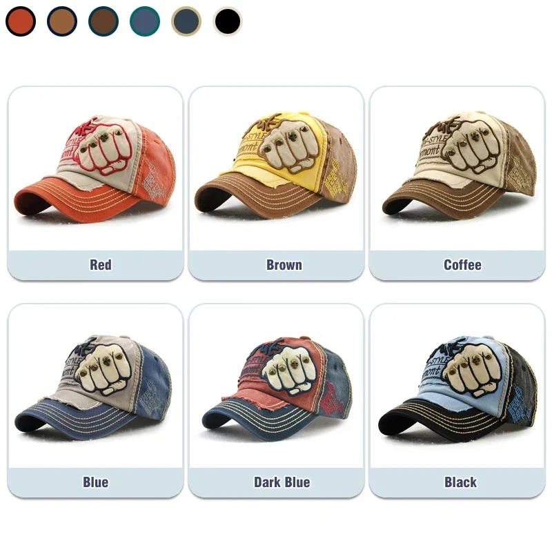 Fist Baseball Hat Men Women Fashion Letter Rivet Casual Duckbill Cap