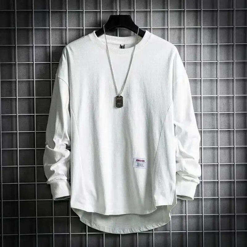Men's Long Sleeve round Neck T-Shirt Youth Street Dance Standard Fit Flocking Process Creative Interest Daily Wear Non-fading