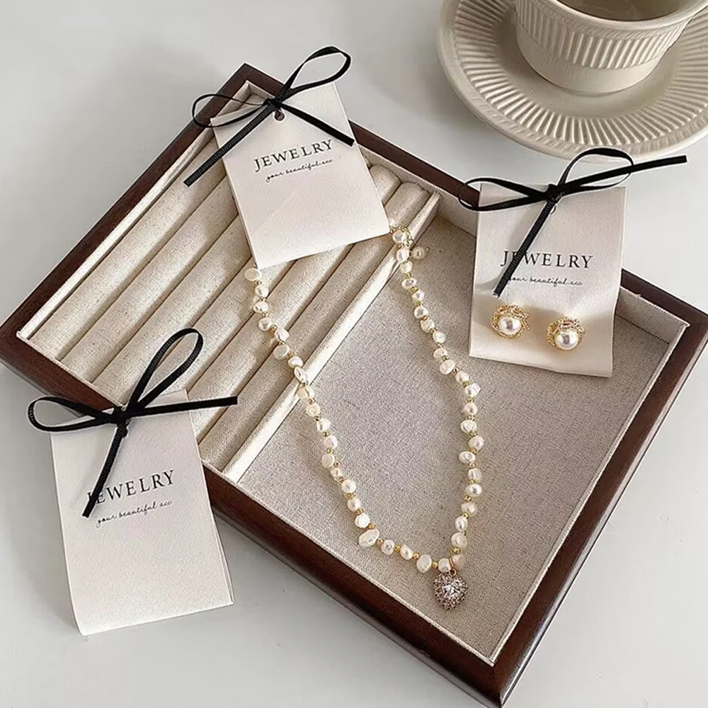 50/100Pcs Custom Logo Jewelry Label Tag Earrings Stud Display  Cotton Cloth Fabric Card Packaging Jewellery Bag Box Accessories
