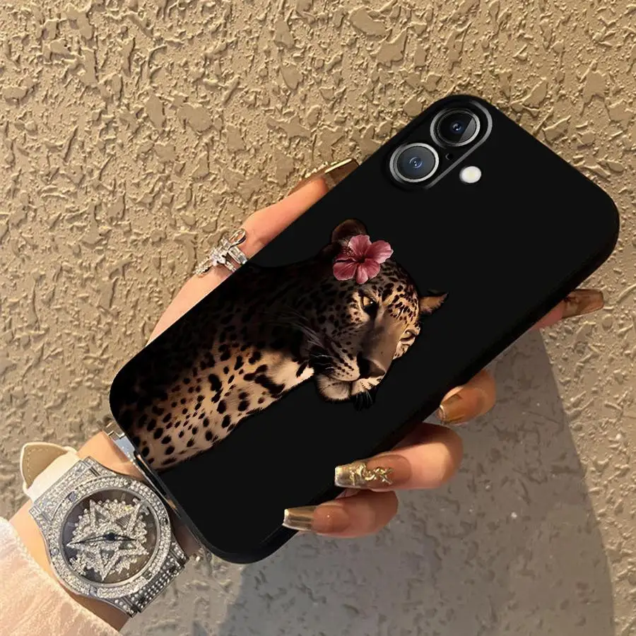 Custodia morbida per telefono leopardata nera per iPhone XS Max 13 12 11 17 Pro Max 17Air 7 8 XR 15 16 14 Plus