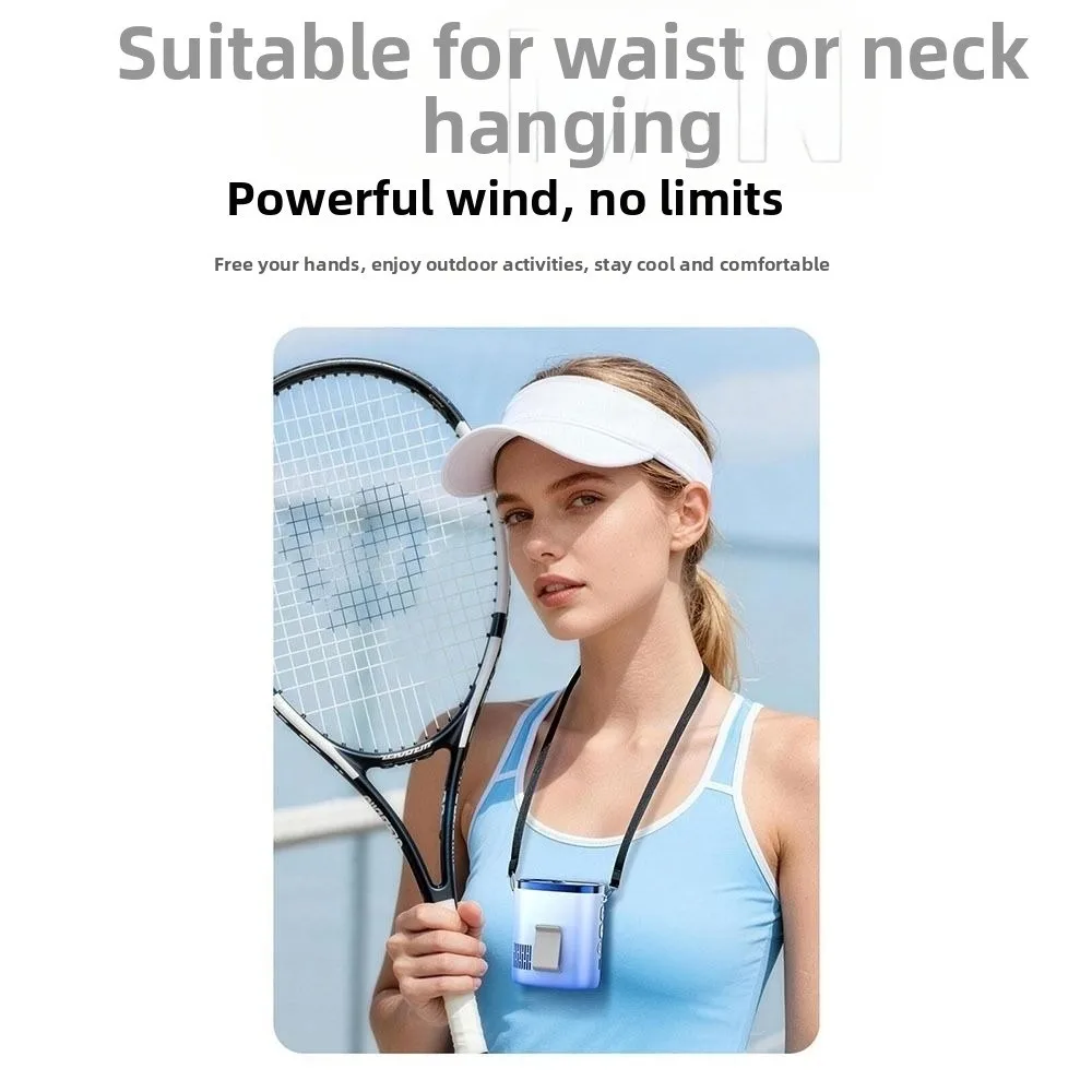 

Portable Waist Clip Fan Strong Airflow Compact Design Hanging Neck Fan USB Rechargeable LED Display Mini Electric Fan Hiking