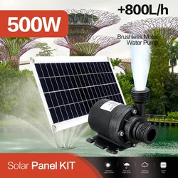 500W 800L/H Kit pompa dell'acqua solare senza spazzole controllo del tempo Controller solare motore subacqueo Ultra silenzioso decorazione a Fishbowl da giardino