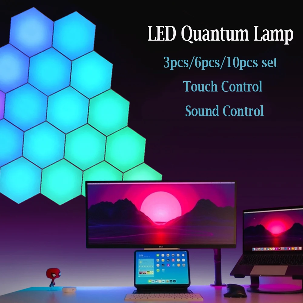 Imagem -02 - Ftoyin-lâmpada Quântica Hexagonal Led Lâmpada de Parede Sensor de Toque App Control Luz Noturna Controlo de Som Música Ritmo Decoração 610 Pcs