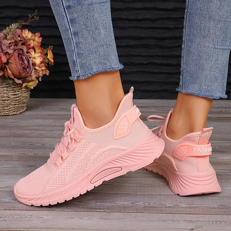 Lucyever 2024 Mesh Breathable Women Sneakers Casual Thick Bottom Lace-up Vulcanized Shoes Ladies Platform Sneaker Shoes Woman 43