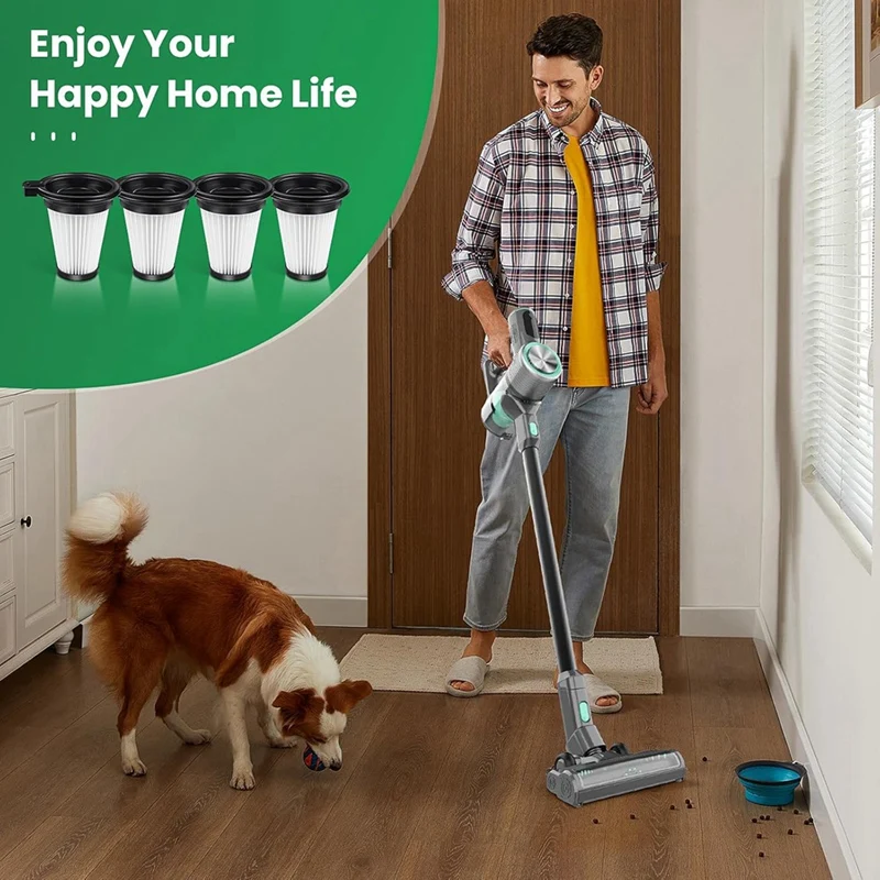 A86I-4 قطع فلاتر بديلة للمكنسة الكهربائية اللاسلكية Wyze، مجموعة ملحقات الفلتر القابلة للإزالة والغسل