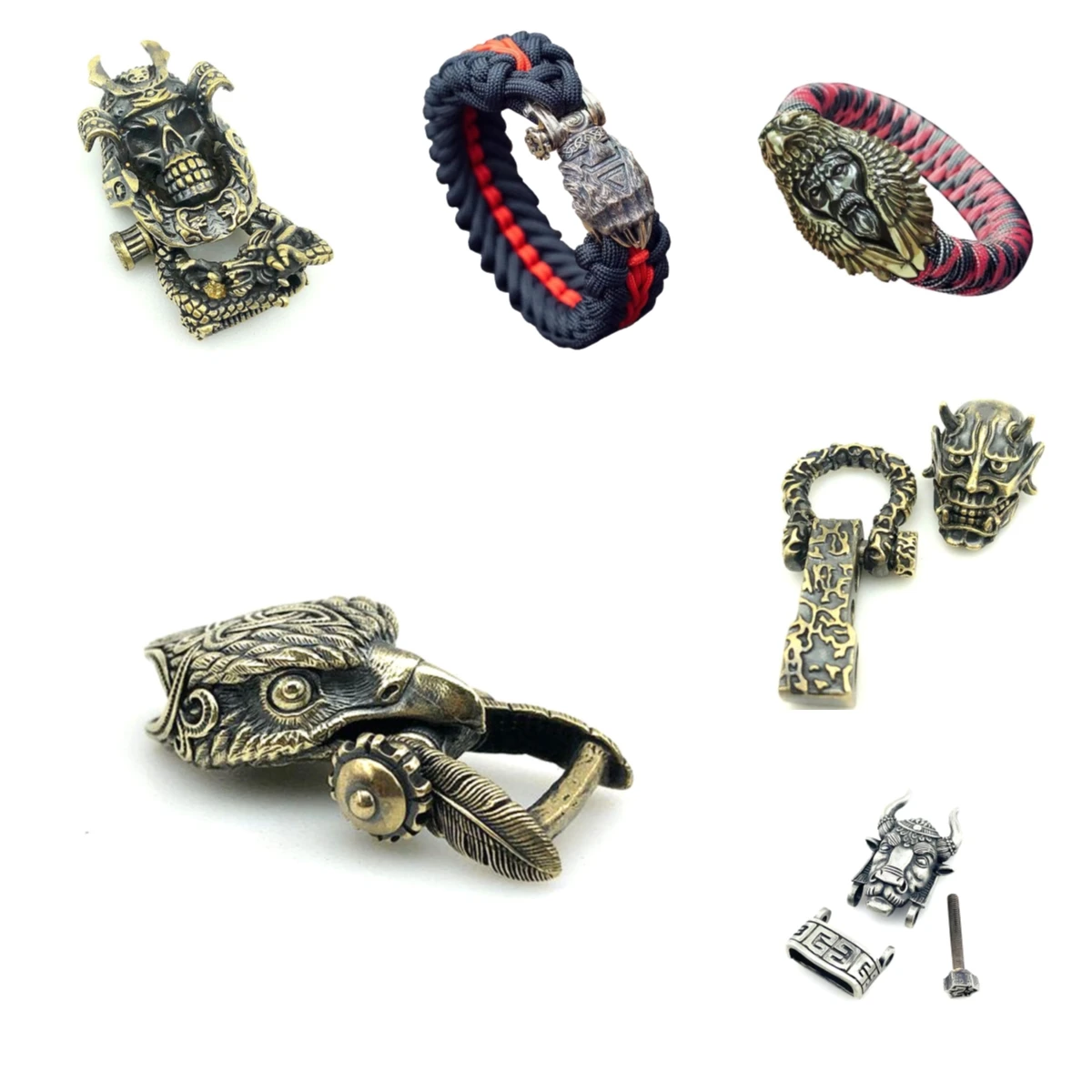 EDC Outdoor Tool DIY Accessories For Bracelet Weaving Paracord Multifunction Buckle Brass Eagle Head / Dropshipping