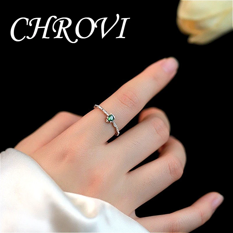 Vintage style 925 sterling silver women's zircon ring with sparkling diamonds, adjustable open ring for the index finger