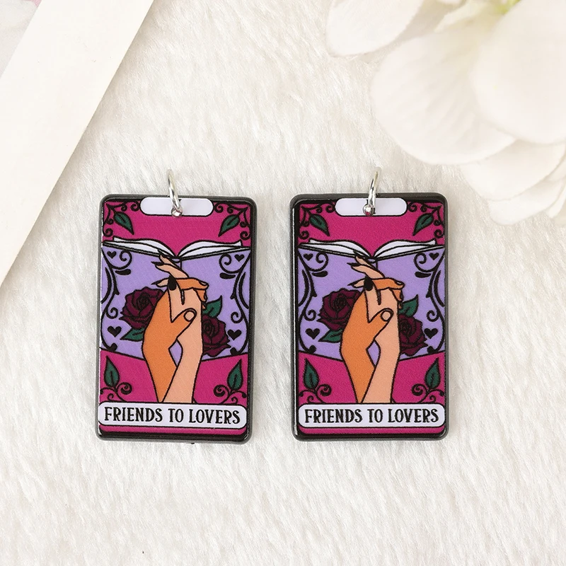 10Pcs Tarot Charms Creative Acrylic Spice Reader Teacher Pendant For Necklace Keychain Diy Making Accessories