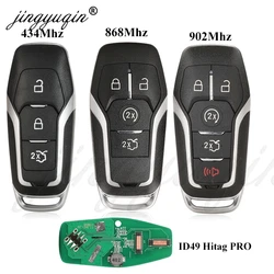 Jingyuqin 434/ 868 902Mhz ID49 completa di Smart Chiave A Distanza per Ford Mondeo Explorer Mustang Focus Fusion S-max Galaxy Auto KeylessGo 3/4/5BTN