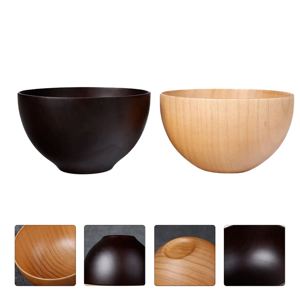 

2 Pcs Fish Tank Decoration Wooden Bowl Container Incubator Dinnerware Home Noodle Decorations