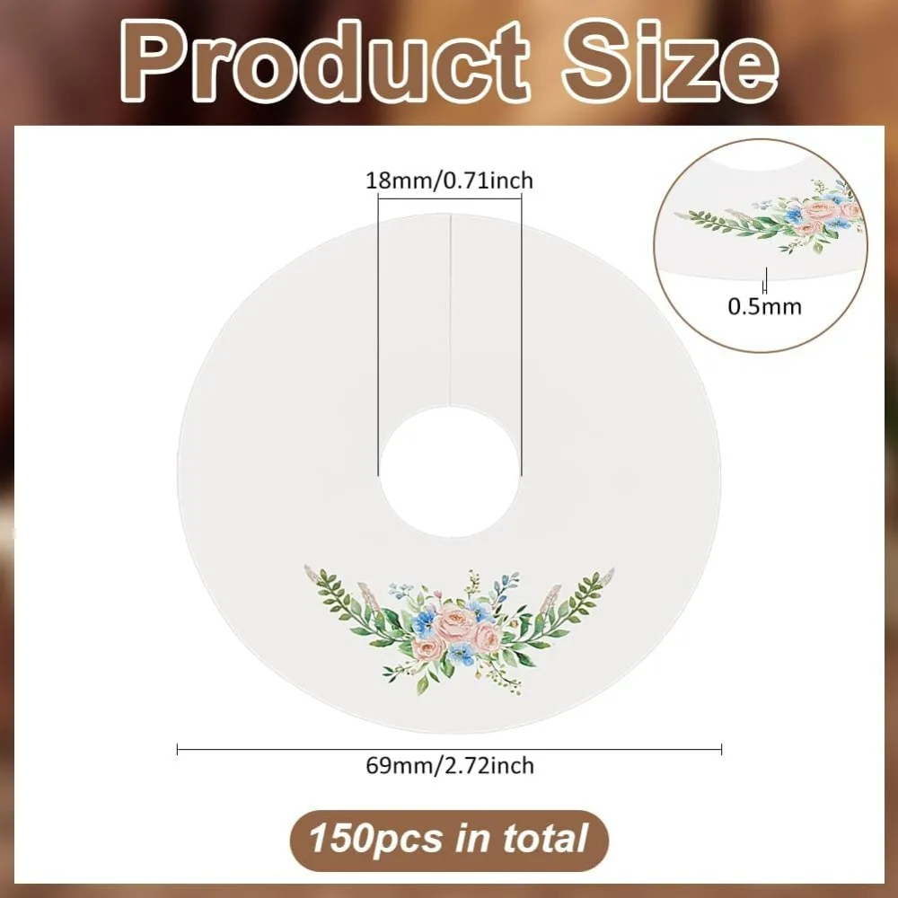 150 Pcs Diamond Ring/Flower/Gear/Round/Love Heart Wine Glass Markers Beige Paper Wine Glass Charms Cocktail Champagne Name Tag