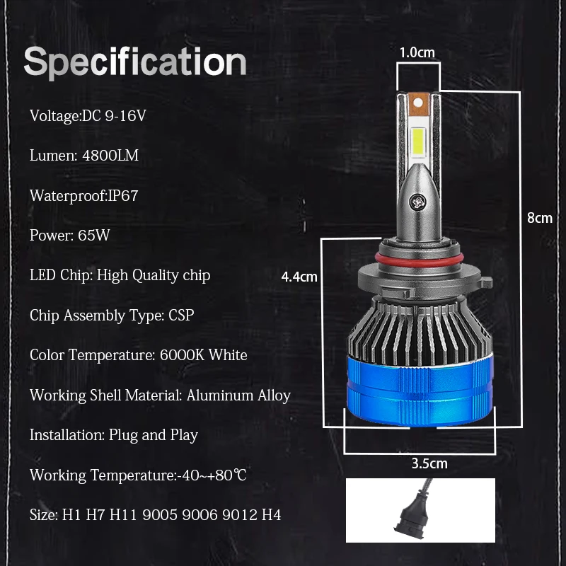 Aes 2023 High Power P4 65W Led Koplamp Bollen Canbus Auto H1 H4 H7 H11 9005 9006 HB3 HB4 mini Led Lamp Voor Koplamp Retrofit