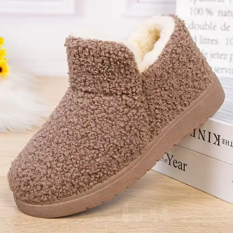 

Winter Warm Shoes for Woman Men Indoor Slippers Soft Plush Couples Home Floor Snow Boots Anti-slip Female House Footwea