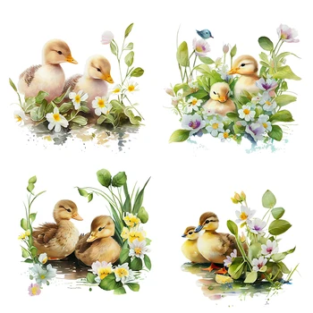 집 장식용 작은 노란색 오리 벽 스티커, 신선한 목가적인 스타일, 욕실 주방 데칼, 3 개의 라텔 RR135 