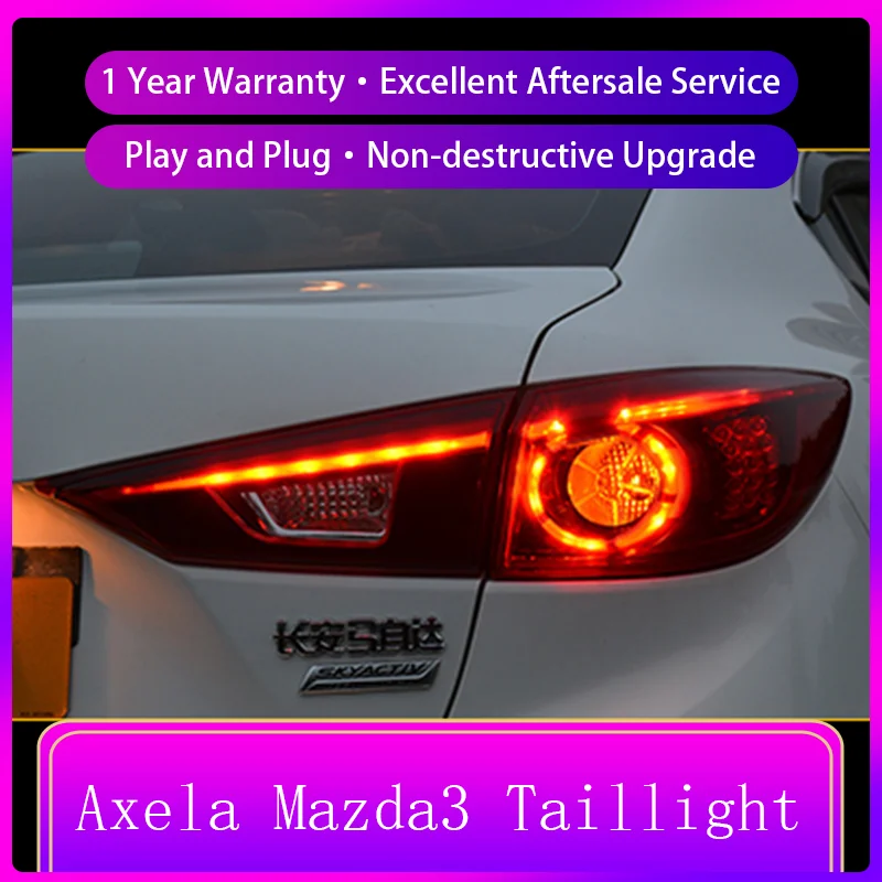 A Pair of Fashion For Mazda 3 Axela Mazda3 2014-2019 Exterior LED DRL Taillight Assembly Auto Modified Tool Car Rear Accessories