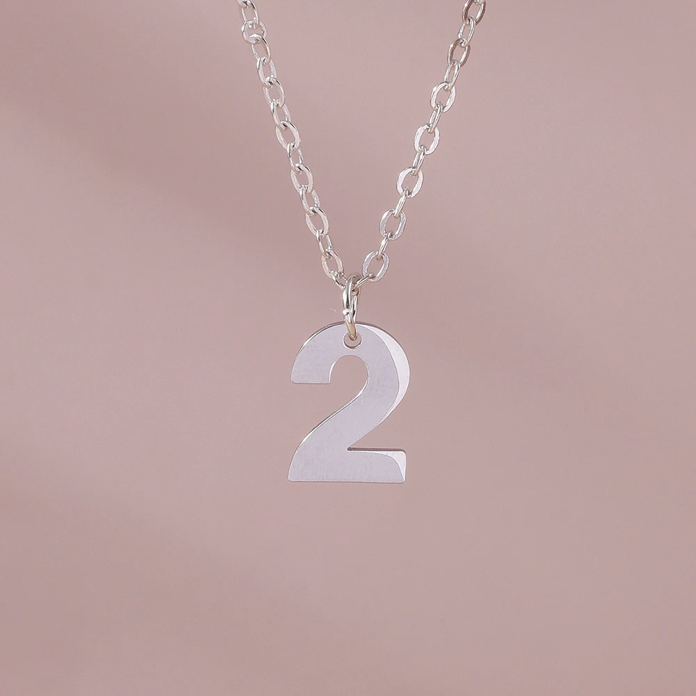 Aihua Mode Glück Initial Nummer 0-9 Anhänger Halskette für Frauen Männer Paar Einfache Arabische Ziffern Halskette Persönlichkeit schmuck – Detail 7