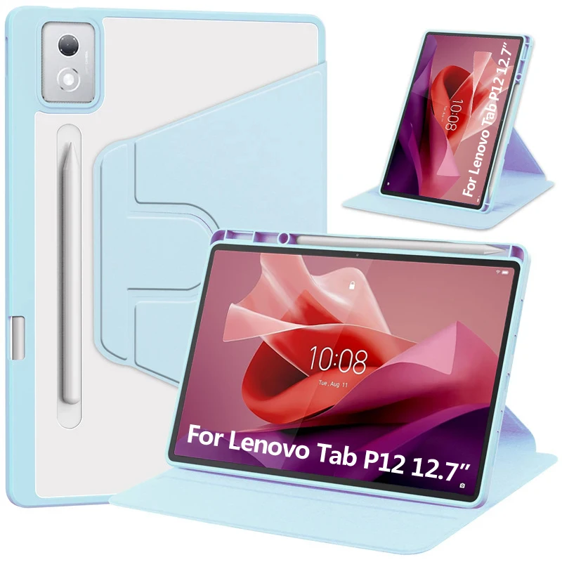 

Funda For Lenovo Tab P12 Case with Pencil Holder 360 Rotating Acrylic Stand Cover For Lenovo P12 12.7 inch 2023 Case tb370fu