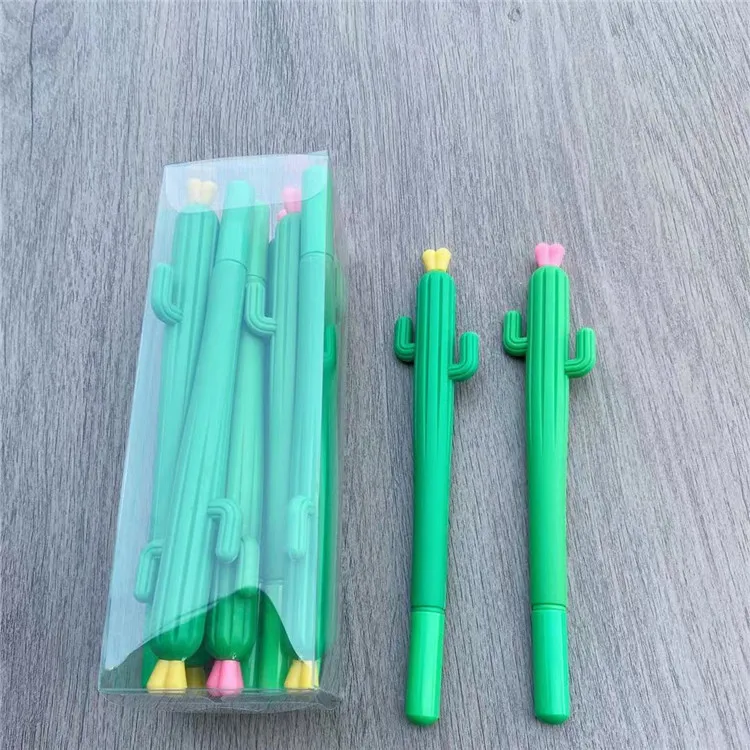 20 Pcs Wholesale Creative Plant Styling Soft Rubber Cactus Gel Pen Learning Office Stationery Signature Pen Cute Student