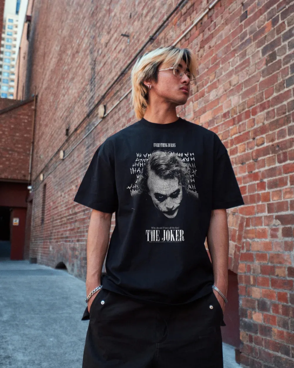 

Dark Movie The Joker Cotton Tee Graphic for Trendy Outfits and DC - Loving Enthusiasts Halloween Tee All Saints' Day Tee S-4XL