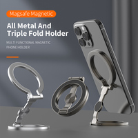 Double Sided Magnetic Phone Ring Holder Portable Folding Cellphones Stand Car Bracket Phone Accessories for Phone 17 Smart Phone