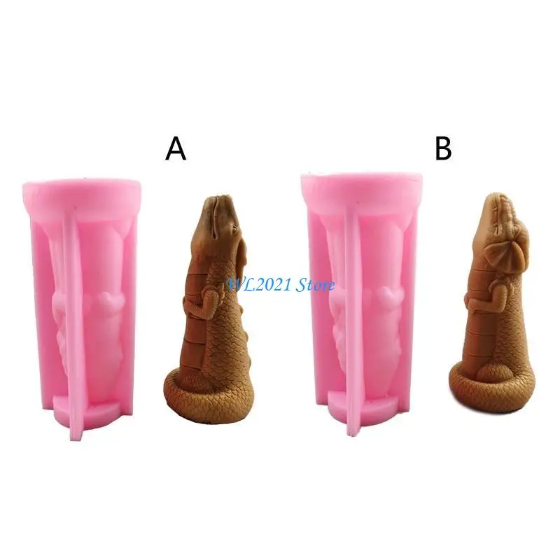 G5GC تنين رائع ثلاثي الأبعاد للرأس قالب من الراتنج مصنوع يدويًا شمعة للعلاج العطري من السيليكون لتزيين سطح المكتب للمنزل والمكتب #3