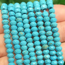 Natural Green Turquoises Rondelle Stone Beads Faceted Loose Spacer Beads for Jewelry Making Diy Bracelet Earrings Accessories