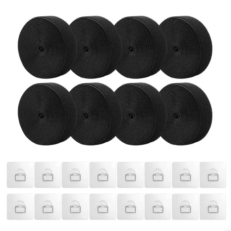 CORA NoDrill Securing Straps with Square Adhesive D-Rings Anchors Safety Strap for Flat-Screen TVs and Display Equipment Setups
