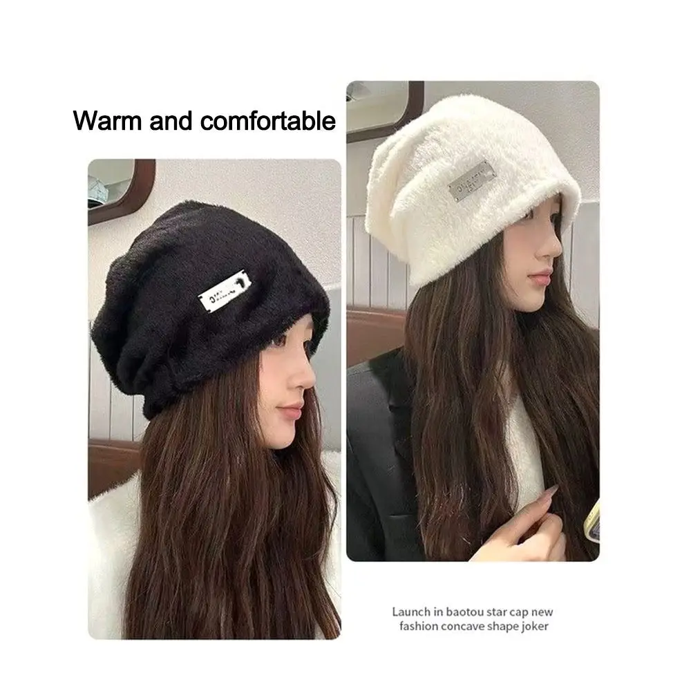 

Fashion Beanie Hat Warm Solid Skullies Hats Pullover Cap Women