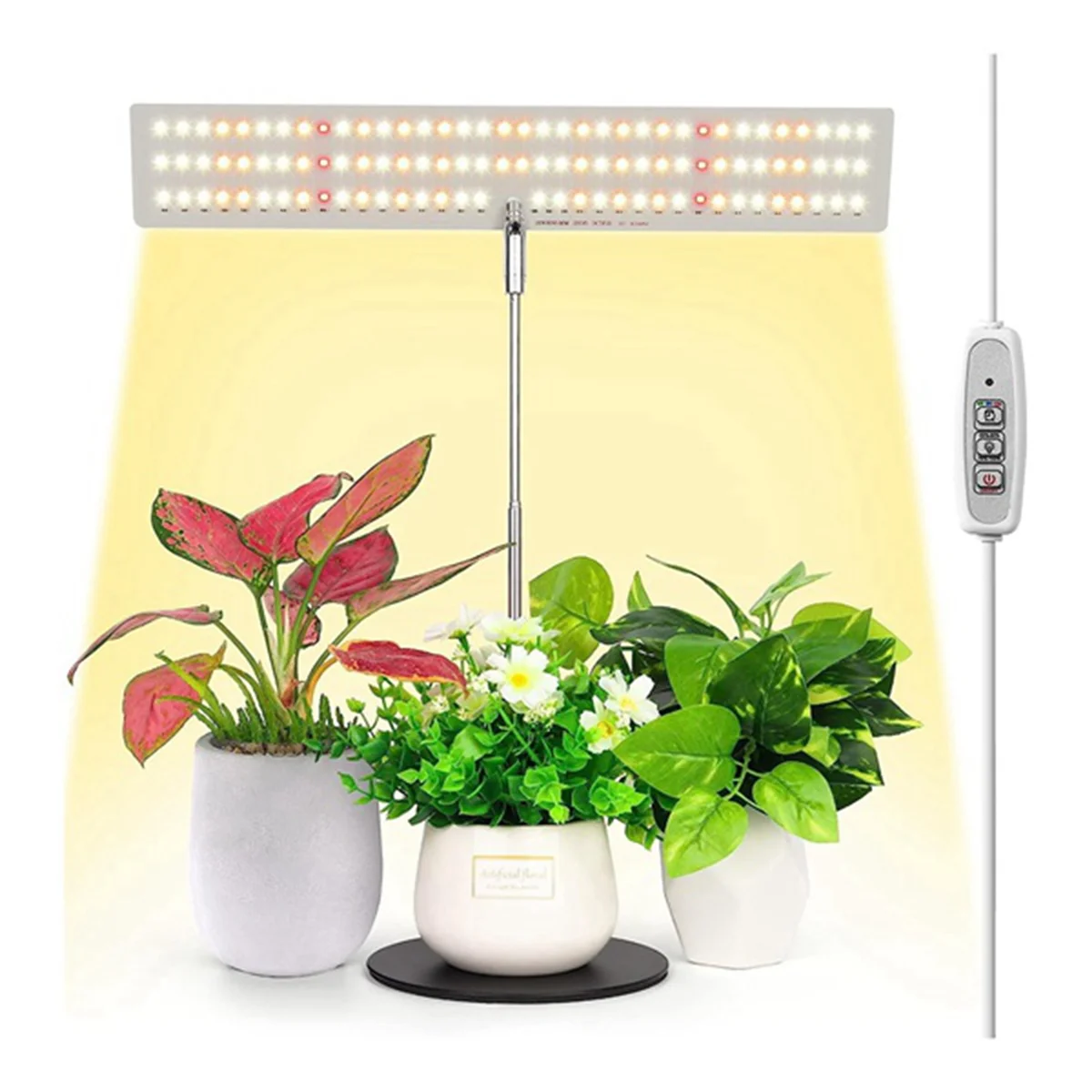 Luz LED de espectro completo para plantas, lámpara de cultivo de altura ajustable con temporizador de encendido/apagado automático, 4H/8H/12H