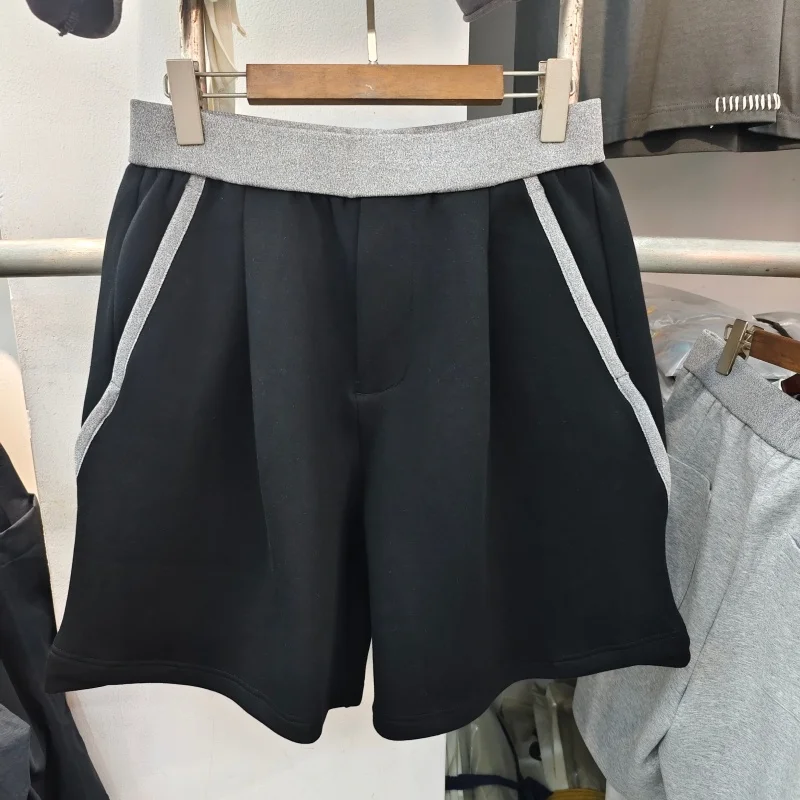 

Мужские шорты премиум-качества с эластичным поясом, контрастными вставками, дышащие, повседневные, спортивные, широкие штанины