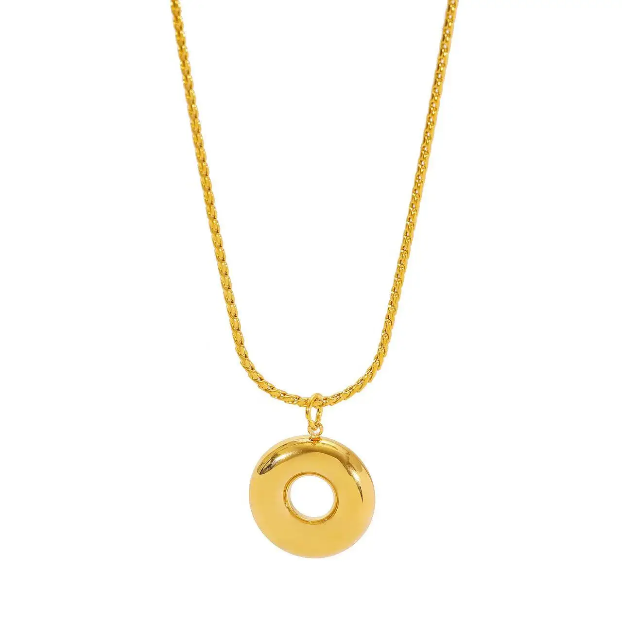Design personnalisé et minimaliste, collier ovale pour femme en acier inoxydable avec mode ajourée, polyvalent et haut de gamme