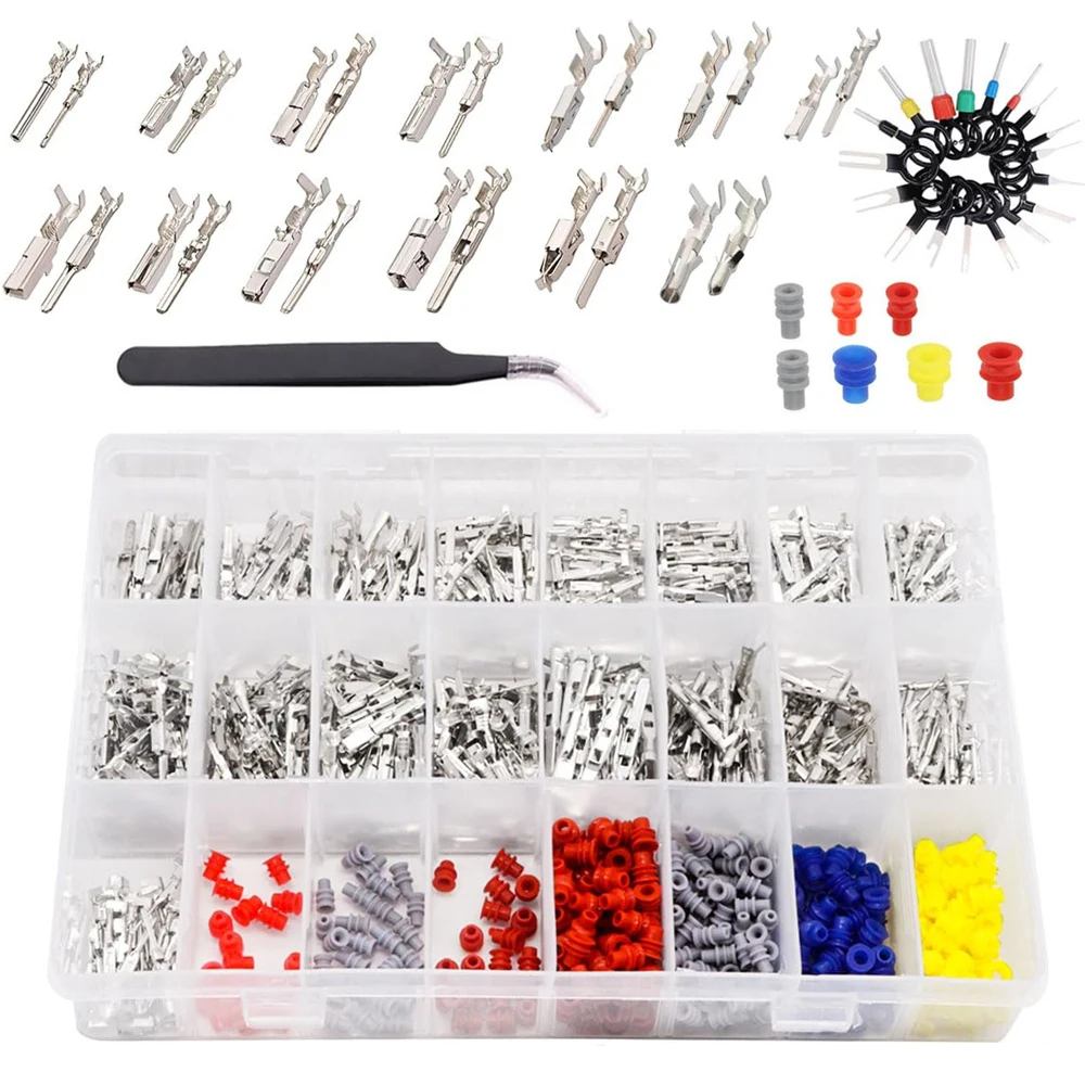 700pcs of 1/1.5/1.8/2.2/2.8/3.5mm Automotive Connectors, Pin Terminals, Male and Female Crimping, Non Insulated Plugs, Disassemb