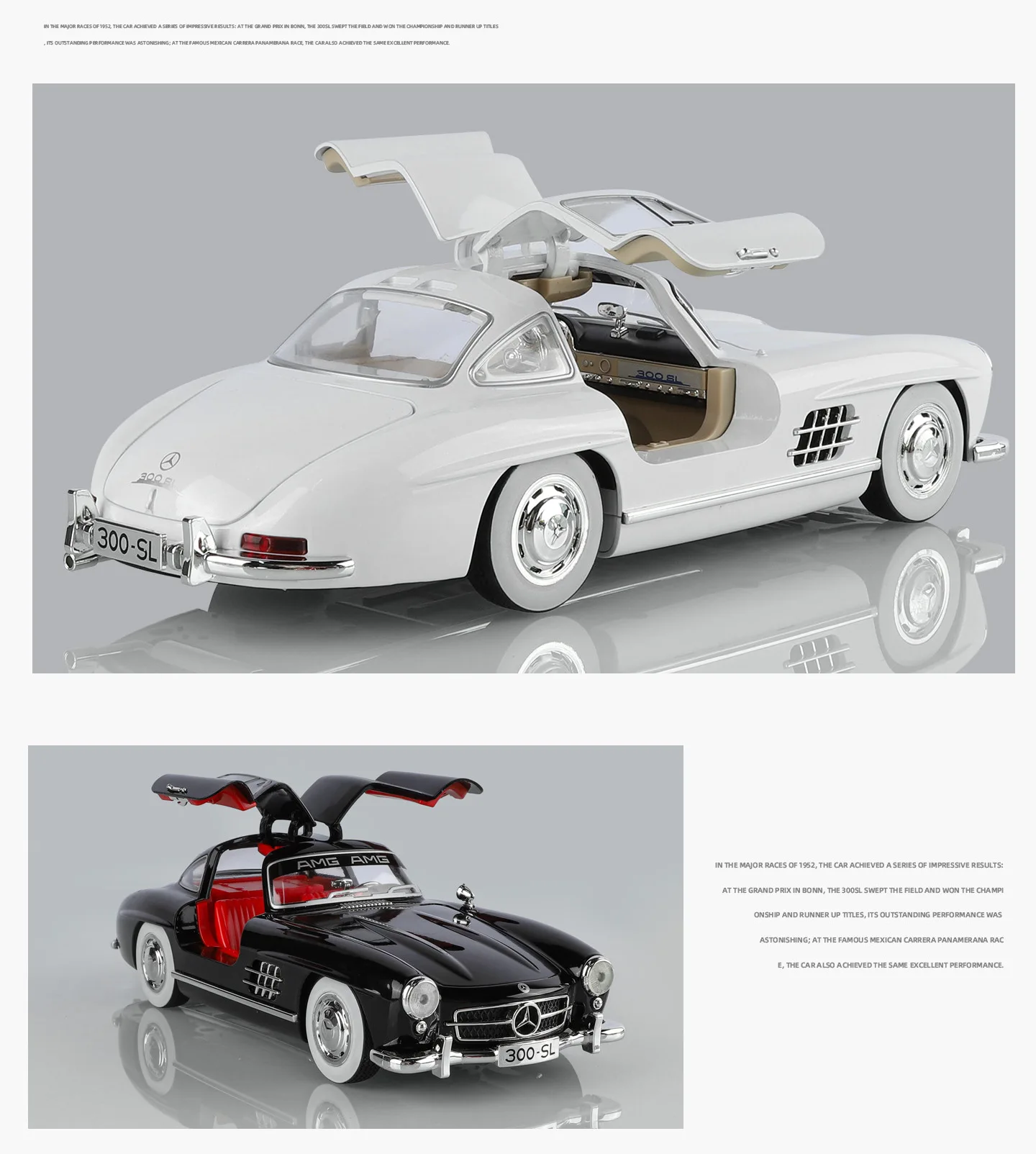 1:18 Mercedes Benz 300SL Oldtimer Legierung Diecast Auto Modell Home Interior Dekoration Ornamente Sound & Licht Sammeln Hobby Geschenk – Detail 19